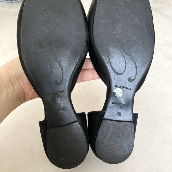 Roger Vivier D'Orsay ballet flats (black w/ silver buckles & crystals) size 5 - Picture 11 of 12